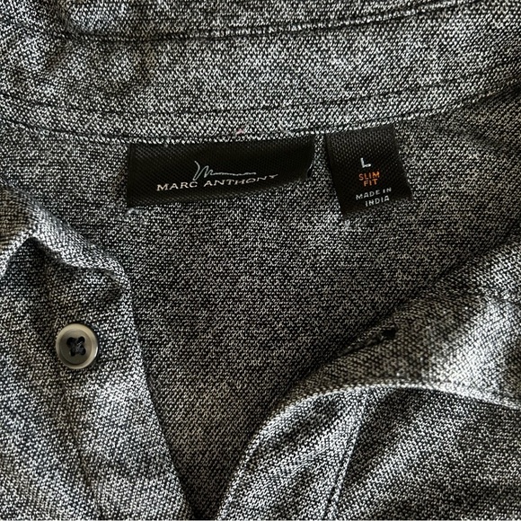 Marc Anthony Charcoal Heather Grey Button Down Soft Shirt - Picture 3 of 12